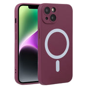 For iPhone 15 Liquid Silicone Magsafe Phone Case(Wine Red)