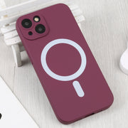 For iPhone 15 Liquid Silicone Magsafe Phone Case(Wine Red)
