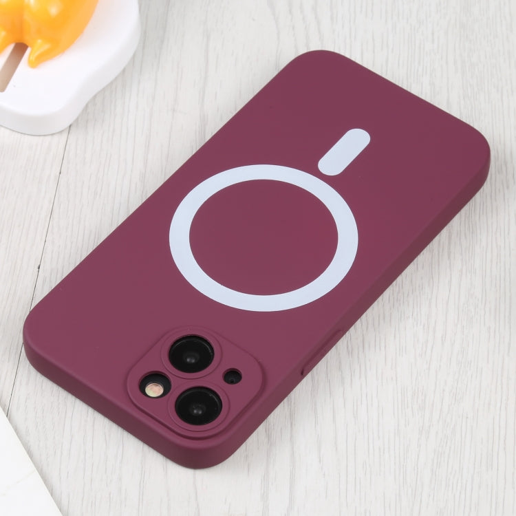 For iPhone 15 Liquid Silicone Magsafe Phone Case(Wine Red)