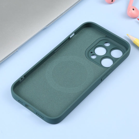 For iPhone 16 Plus Liquid Silicone Magsafe Phone Case(Dark Green)