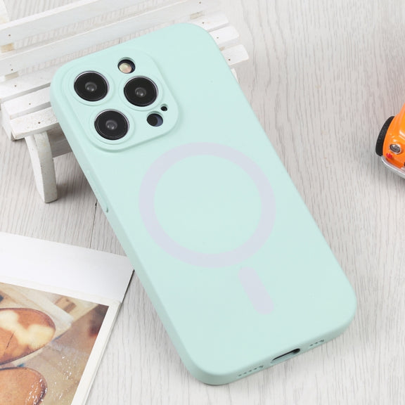 For iPhone 16 Plus Liquid Silicone Magsafe Phone Case(Light Cyan)