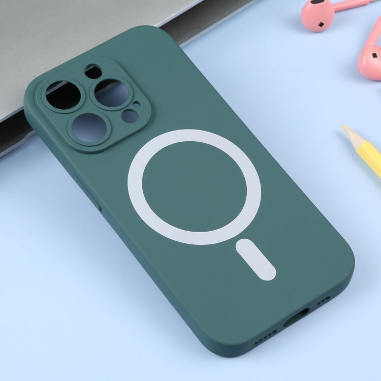 For iPhone 16 Liquid Silicone Magsafe Phone Case(Dark Green)