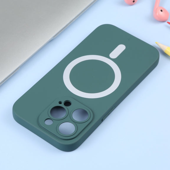 For iPhone 16 Liquid Silicone Magsafe Phone Case(Dark Green)