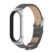 For Xiaomi Mi Band 8 Mijobs CS Case Microfiber PU Leather Watch Band(Grey Silver)