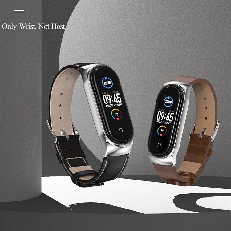 For Xiaomi Mi Band 8 Mijobs CS Case Microfiber PU Leather Watch Band(White Silver)