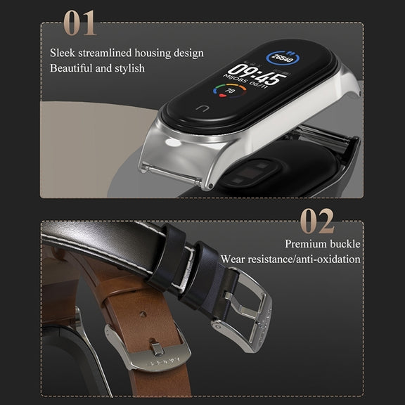 For Xiaomi Mi Band 8 Mijobs CS Case Microfiber PU Leather Watch Band(White Silver)