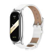 For Xiaomi Mi Band 8 Mijobs Plus Case Microfiber PU Leather Watch Band(White Silver)