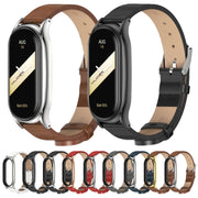 For Xiaomi Mi Band 8 Mijobs Plus Case Microfiber PU Leather Watch Band(White Silver)