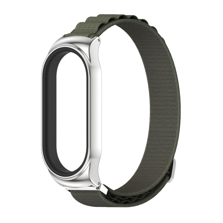 For Xiaomi Mi Band 8 Mijobs CS Case Nylon Breathable Watch Band(Army Green Silver)