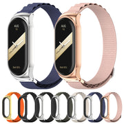 For Xiaomi Mi Band 8 Mijobs CS Case Nylon Breathable Watch Band(Army Green Silver)