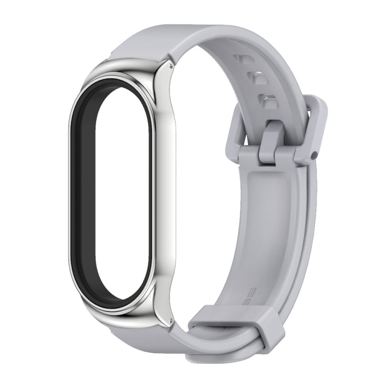 For Xiaomi Mi Band 8 Mijobs CS Case Silicone Watch Band(Grey Silver)