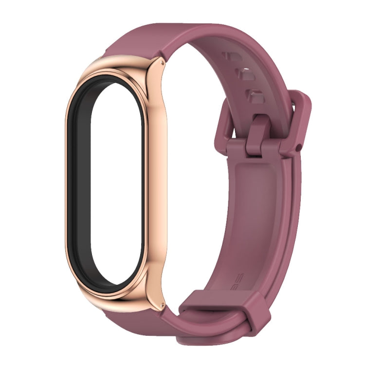 For Xiaomi Mi Band 8 Mijobs CS Case Silicone Watch Band(Wine Red Rose Gold)