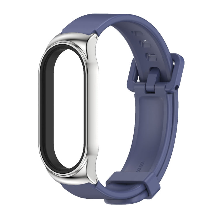 For Xiaomi Mi Band 8 Mijobs CS Case Silicone Watch Band(Midnight Blue Silver)