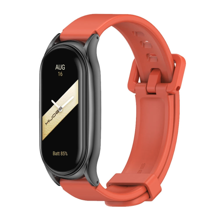 For Xiaomi Mi Band 8 Mijobs Plus Case Silicone Watch Band(Orange Black)