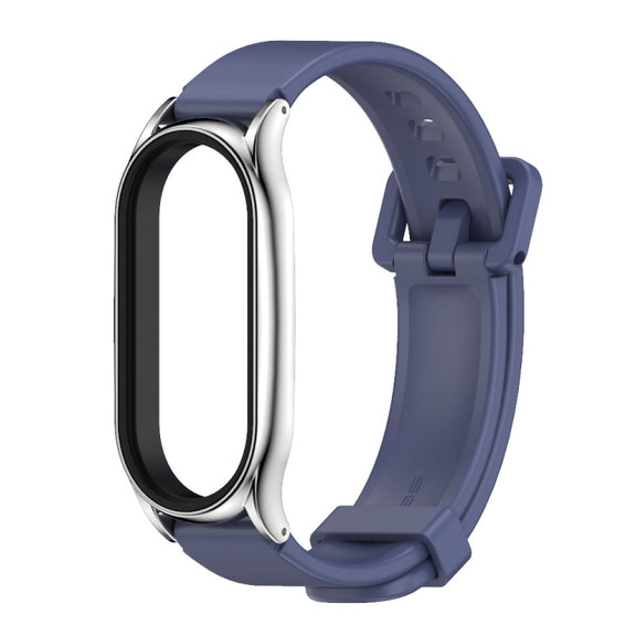 For Xiaomi Mi Band 8 Mijobs Plus Case Silicone Watch Band(Midnight Blue Silver)