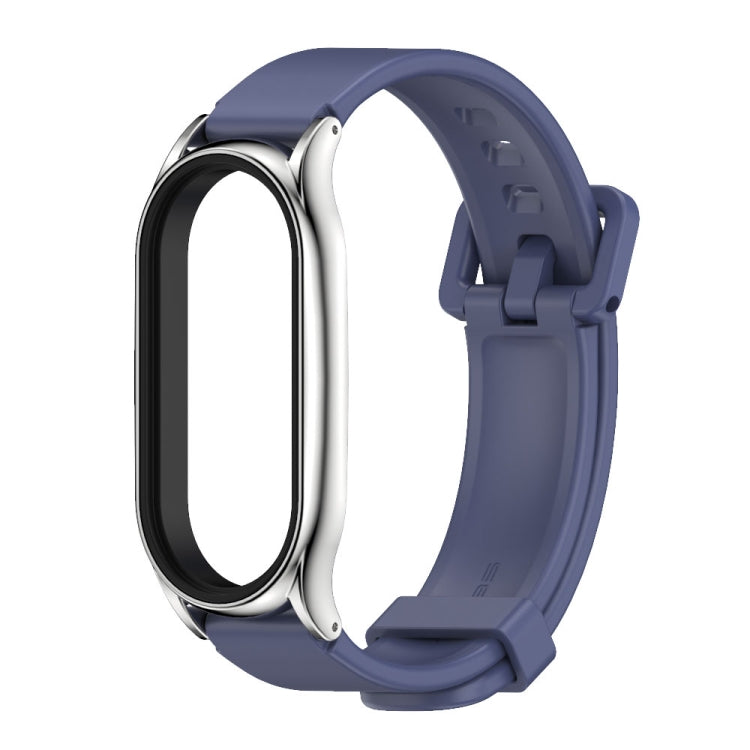 For Xiaomi Mi Band 8 Mijobs Plus Case Silicone Watch Band(Midnight Blue Silver)