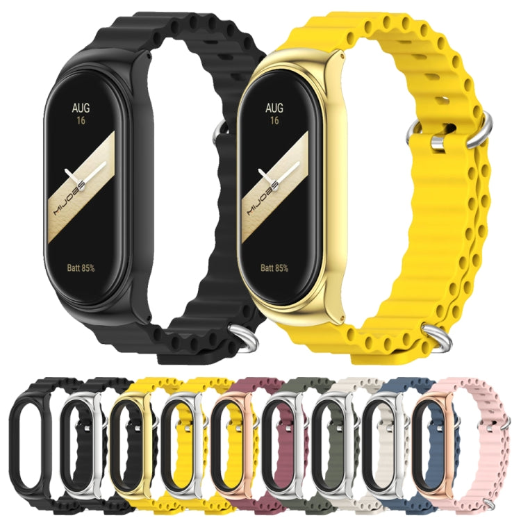 For Xiaomi Mi Band 8 Mijobs CS Case Marine Silicone Breathable Watch Band(Grey Silver)