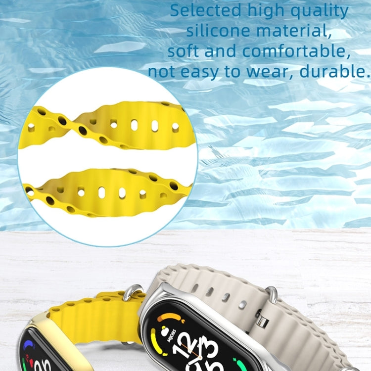 For Xiaomi Mi Band 8 Mijobs CS Case Marine Silicone Breathable Watch Band(Grey Silver)
