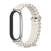 For Xiaomi Mi Band 8 Mijobs Plus Case Marine Silicone Breathable Watch Band(Grey Silver)