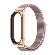 For Xiaomi Mi Band 8 Mijobs CS Case Breathable Nylon Loop Watch Band(Pink Rose Gold)