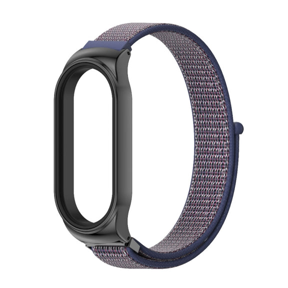 For Xiaomi Mi Band 8 Mijobs CS Case Breathable Nylon Loop Watch Band(Midnight Blue Black)