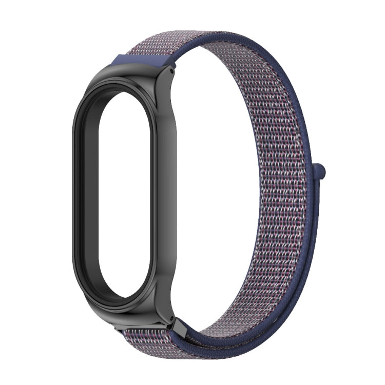 For Xiaomi Mi Band 8 Mijobs CS Case Breathable Nylon Loop Watch Band(Midnight Blue Black)