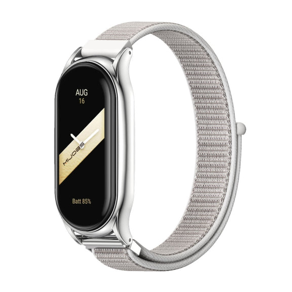 For Xiaomi Mi Band 8 Mijobs Plus Case Breathable Nylon Loop Watch Band(Sea Shell Silver)