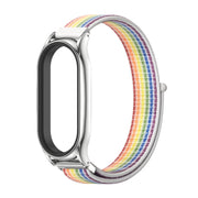 For Xiaomi Mi Band 8 Mijobs Plus Case Breathable Nylon Loop Watch Band(Colorful Silver)