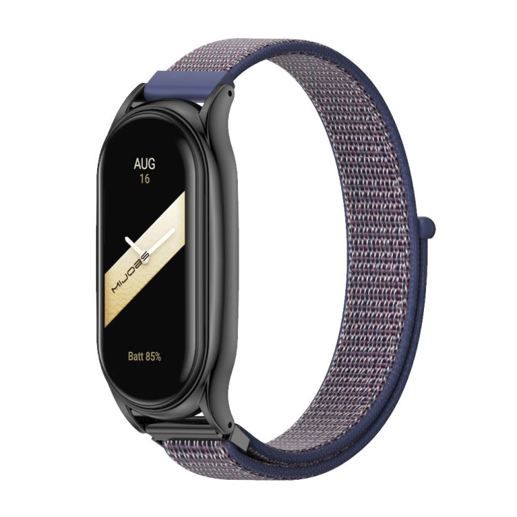 For Xiaomi Mi Band 8 Mijobs Plus Case Breathable Nylon Loop Watch Band(Midnight Blue Black)