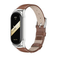 For Xiaomi Mi Band 8 Mijobs CS Case Genuine Leather Top Layer Cowhide Watch Band(Brown Silver) - free shipping - PMc TechLife - Order now!