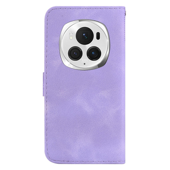 For Honor Magic6 Pro Seven-shaped Embossed Leather Phone Case(Purple)