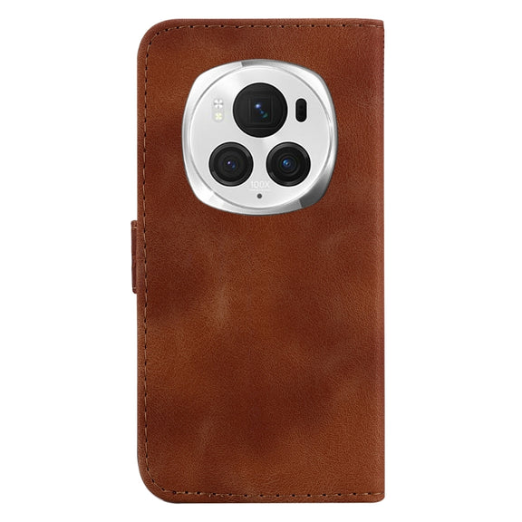 For Honor Magic6 Pro Seven-shaped Embossed Leather Phone Case(Brown)