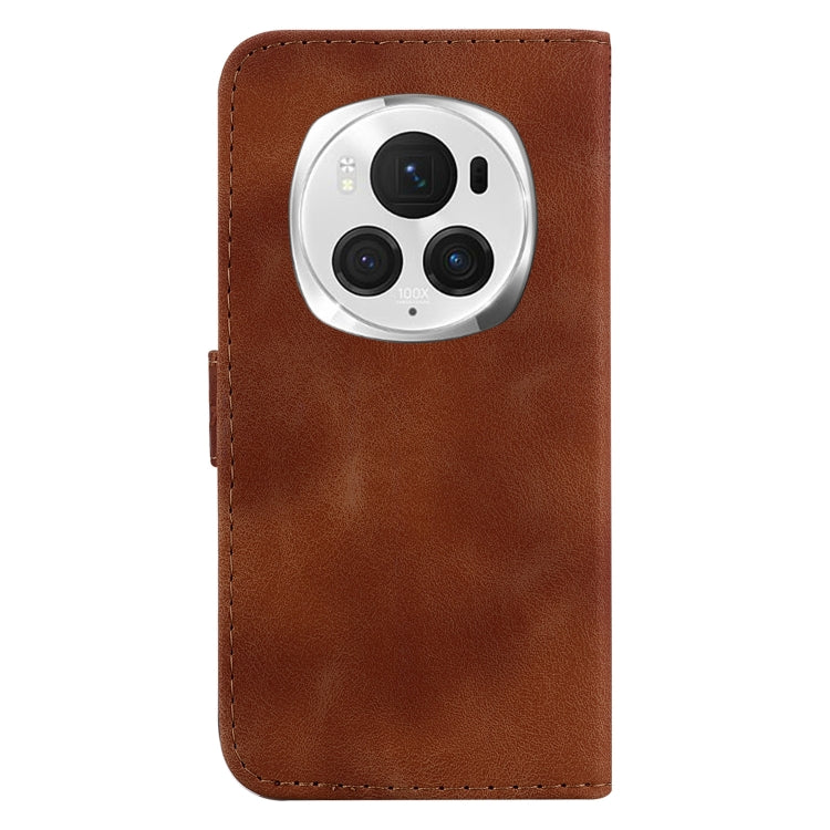 For Honor Magic6 Pro Seven-shaped Embossed Leather Phone Case(Brown)