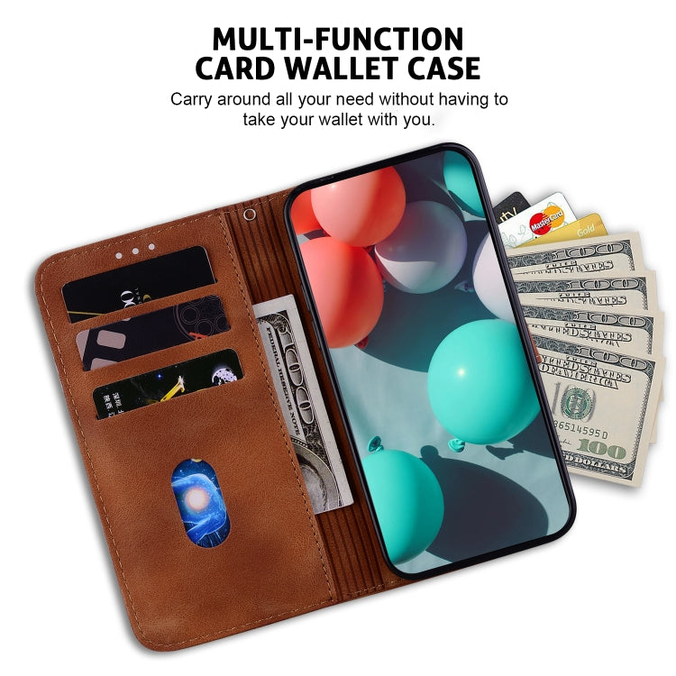 For Honor Magic6 Pro Seven-shaped Embossed Leather Phone Case(Brown)