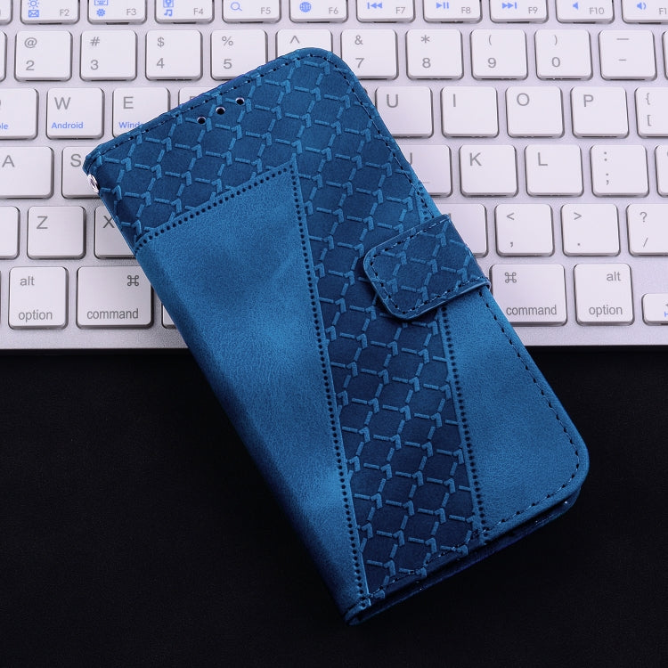 For Honor Magic6 Pro Seven-shaped Embossed Leather Phone Case(Blue)