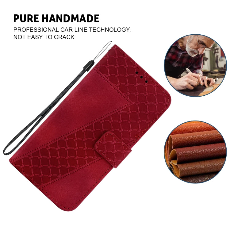 For Honor Magic6 Pro Seven-shaped Embossed Leather Phone Case(Red)