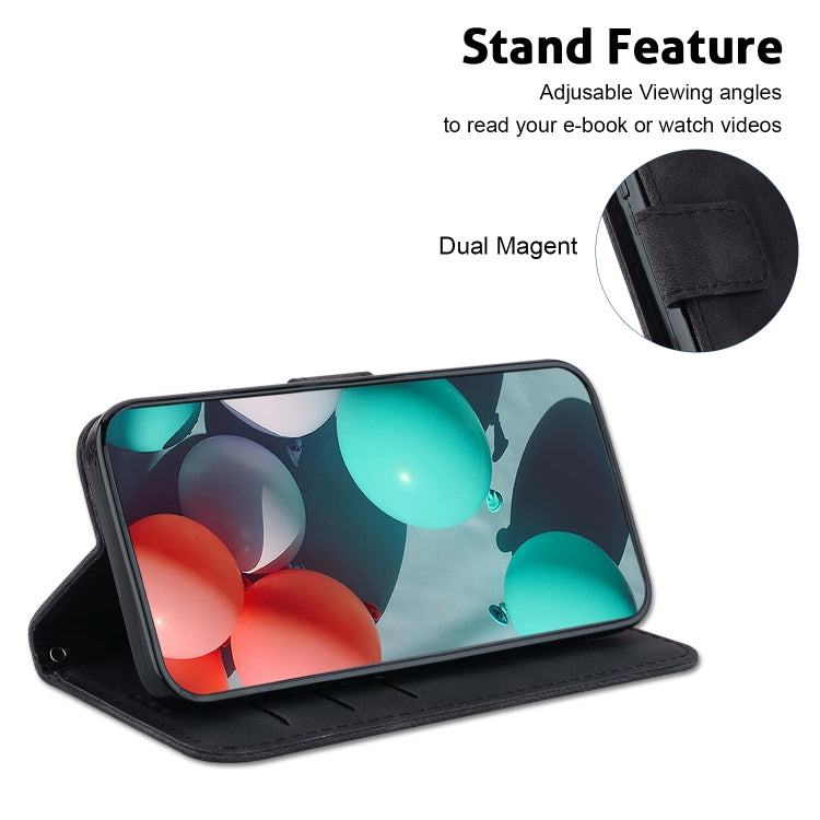 For Honor Magic6 Pro Seven-shaped Embossed Leather Phone Case(Black)