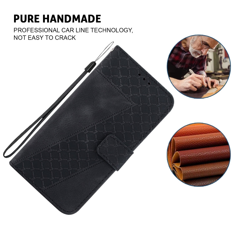 For Honor Magic6 Pro Seven-shaped Embossed Leather Phone Case(Black)