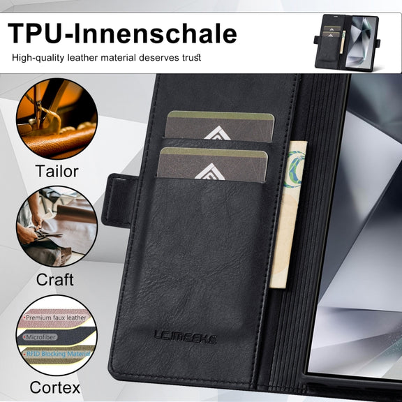 For Samsung Galaxy S24 Ultra LC.IMEEKE RFID Anti-theft Leather Phone Case(Black)