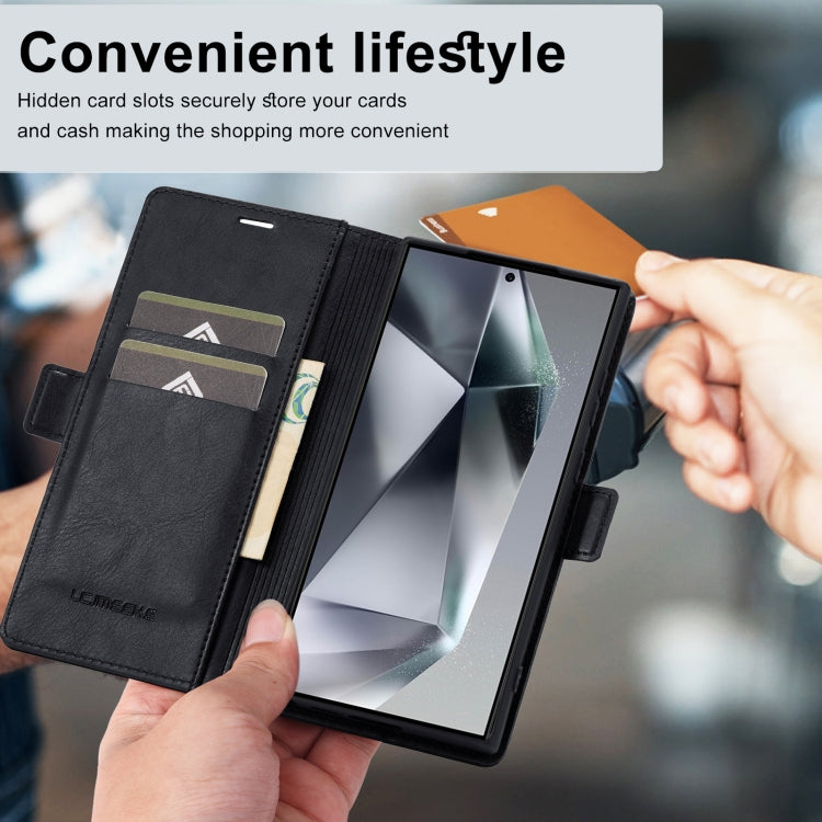For Samsung Galaxy S24 Ultra LC.IMEEKE RFID Anti-theft Leather Phone Case(Black)