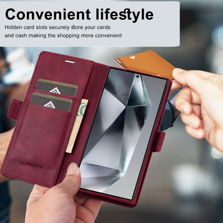 For Samsung Galaxy S24 Ultra LC.IMEEKE RFID Anti-theft Leather Phone Case(Red)