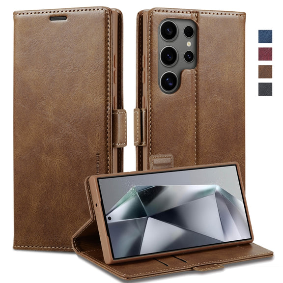 For Samsung Galaxy S24 Ultra LC.IMEEKE RFID Anti-theft Leather Phone Case(Brown)
