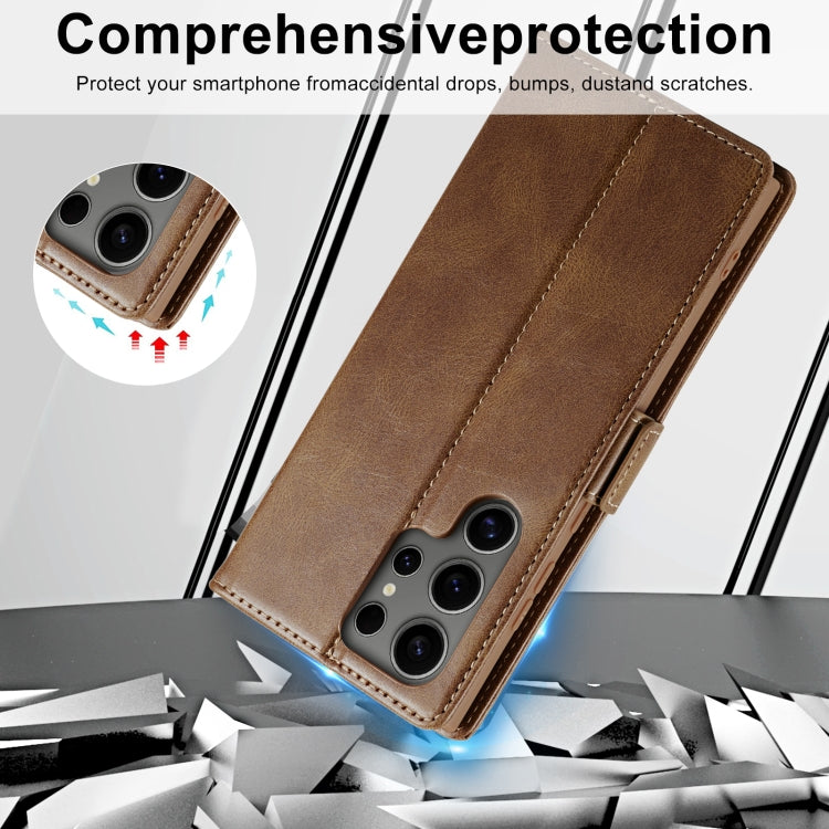 For Samsung Galaxy S24 Ultra LC.IMEEKE RFID Anti-theft Leather Phone Case(Brown)