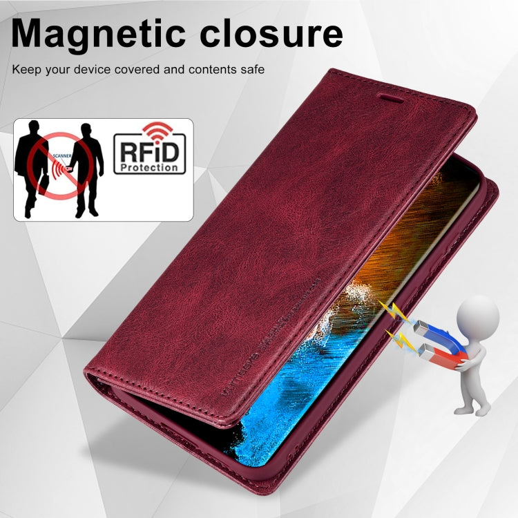 For Samsung Galaxy S24 LC.IMEEKE RFID Anti-theft Leather Phone Case(Red)