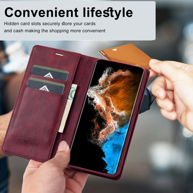 For Samsung Galaxy S24 LC.IMEEKE RFID Anti-theft Leather Phone Case(Red)