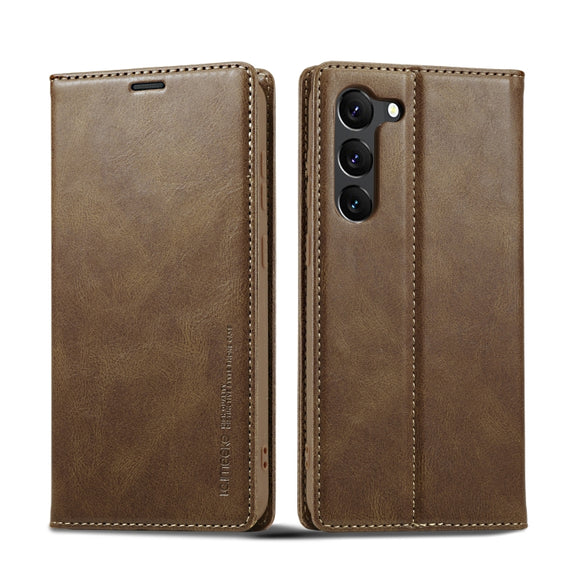 For Samsung Galaxy S24 LC.IMEEKE RFID Anti-theft Leather Phone Case(Brown)