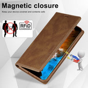 For Samsung Galaxy S24 LC.IMEEKE RFID Anti-theft Leather Phone Case(Brown)