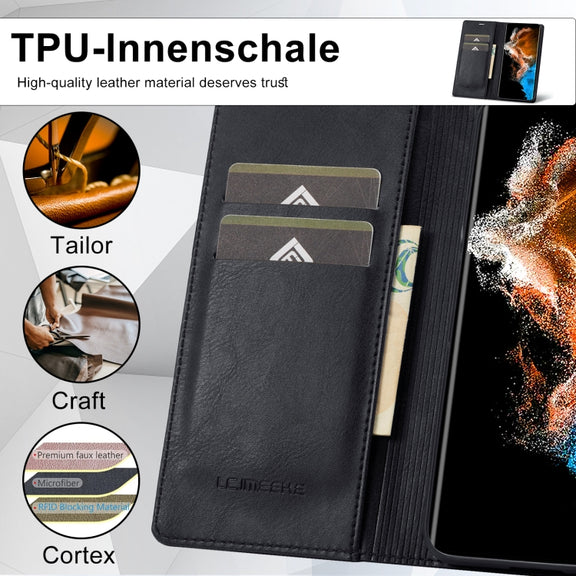 For Samsung Galaxy S24+ LC.IMEEKE RFID Anti-theft Leather Phone Case(Black)