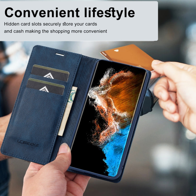 For Samsung Galaxy S24+ LC.IMEEKE RFID Anti-theft Leather Phone Case(Blue)
