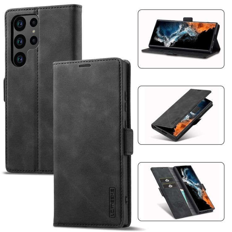 For Samsung Galaxy S24 Ultra 5G LC.IMEEKE Strong Magnetism Microfiber Leather Phone Case(Black)